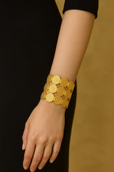 Metallic Texture Gold-Tone Stainless Steel Cuff Bracelet-16